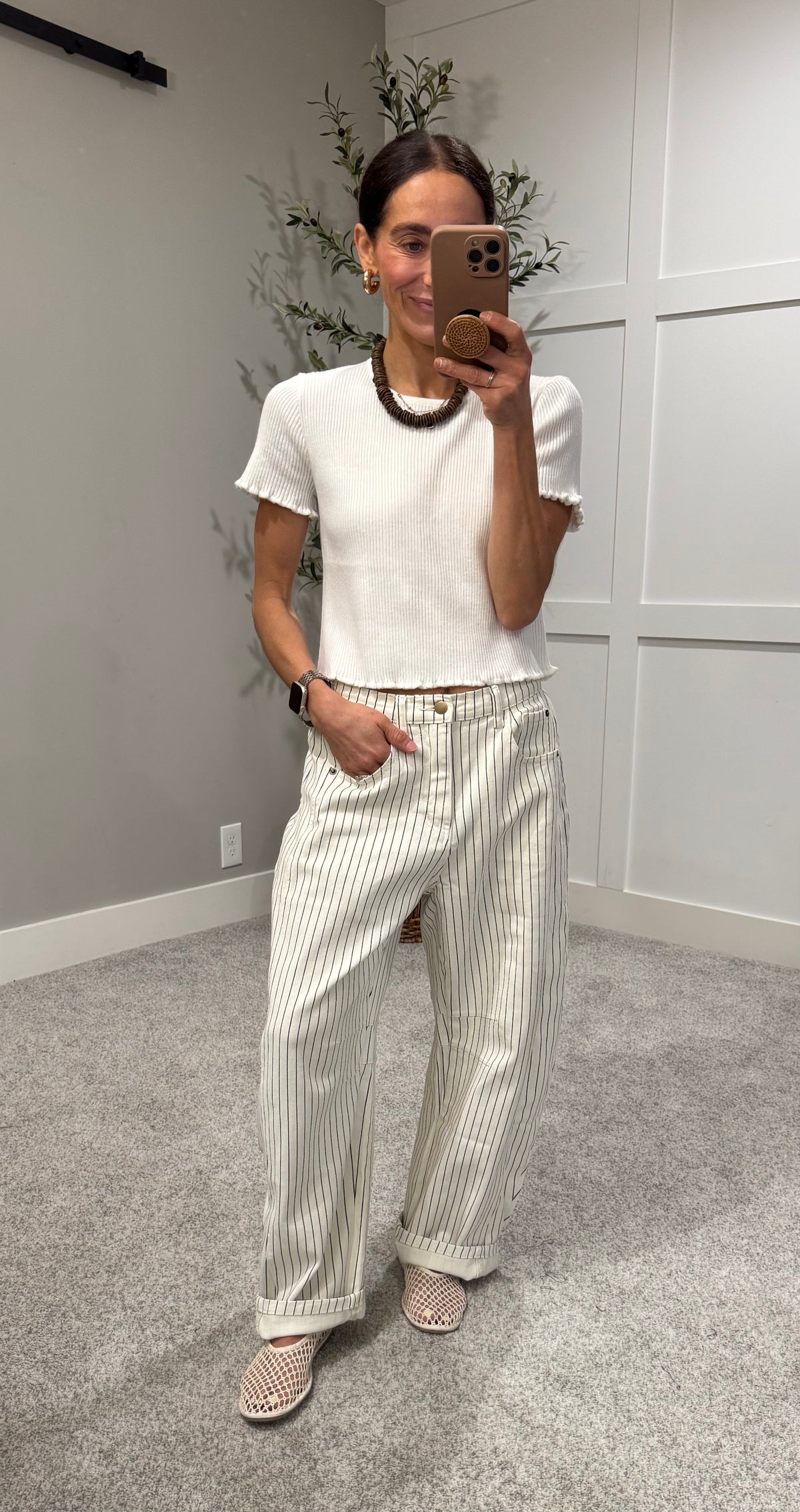 Pinstripe Barrel | Off White/Black