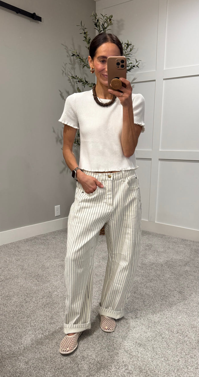 Pinstripe Barrel | Off White/Black