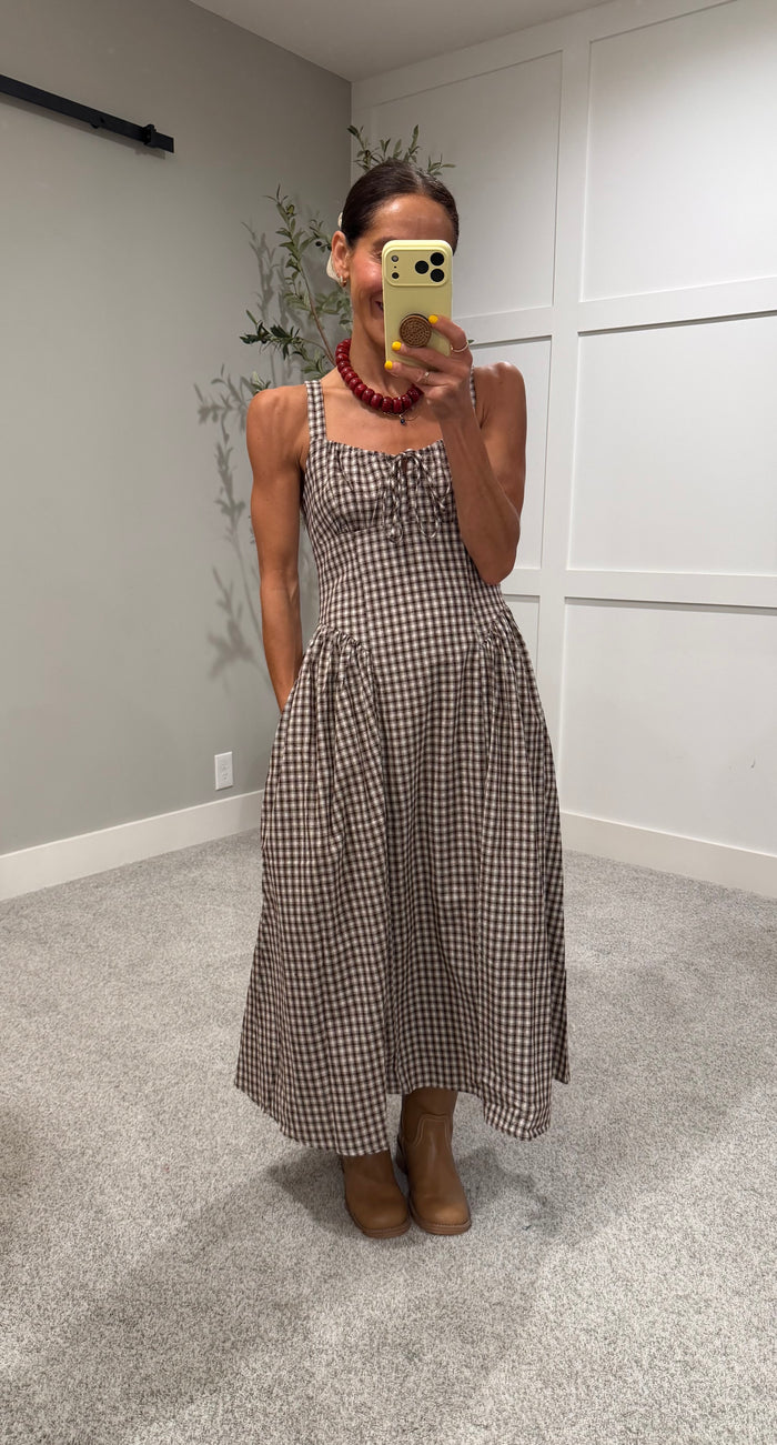 Vivian Checkered Dress | Brown