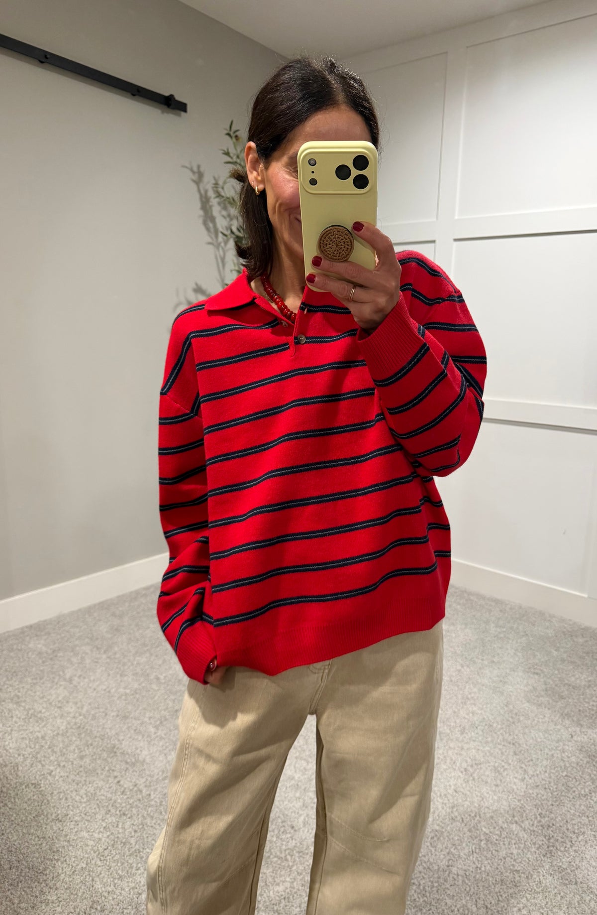 The Nora Sweater Polo | Red Striped
