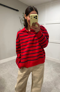 The Nora Sweater Polo | Red Striped