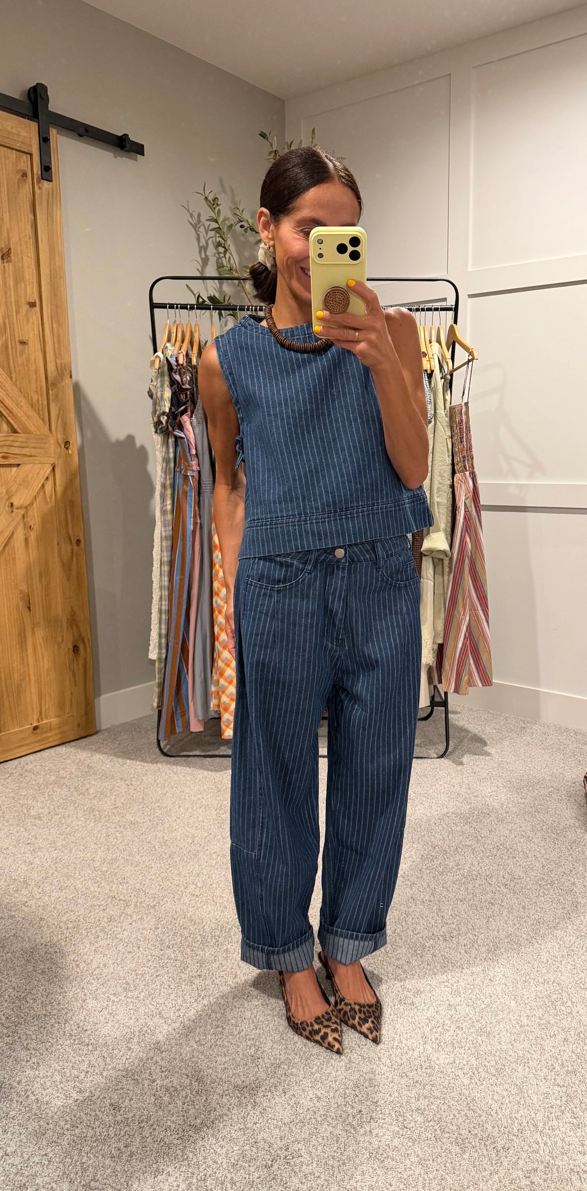Dark Indigo Pinstripe Barrel Jeans