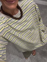 Summer Striped Long Sleeve Top | Lemon + Blue
