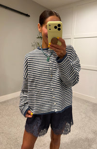 Piper Striped Cardigan | Denim