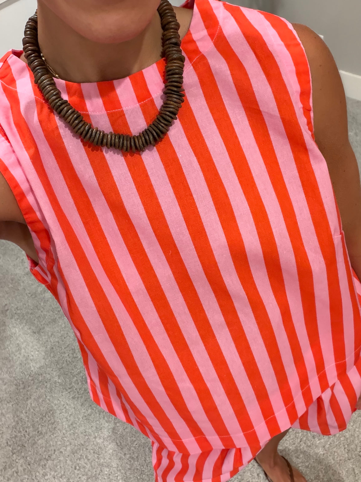 Punch + Coral Striped Set