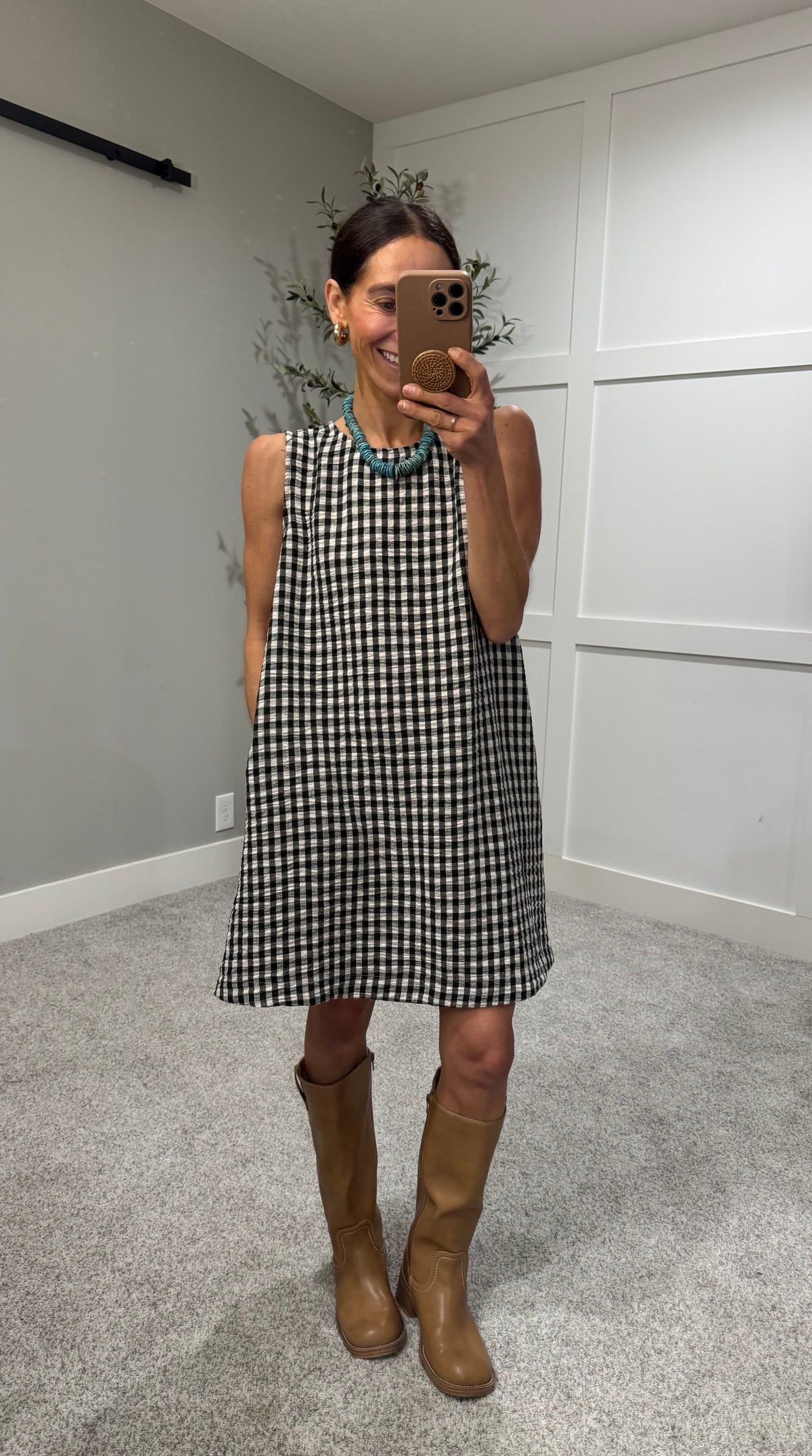 Sandy Gingham Dress | Black/Cream