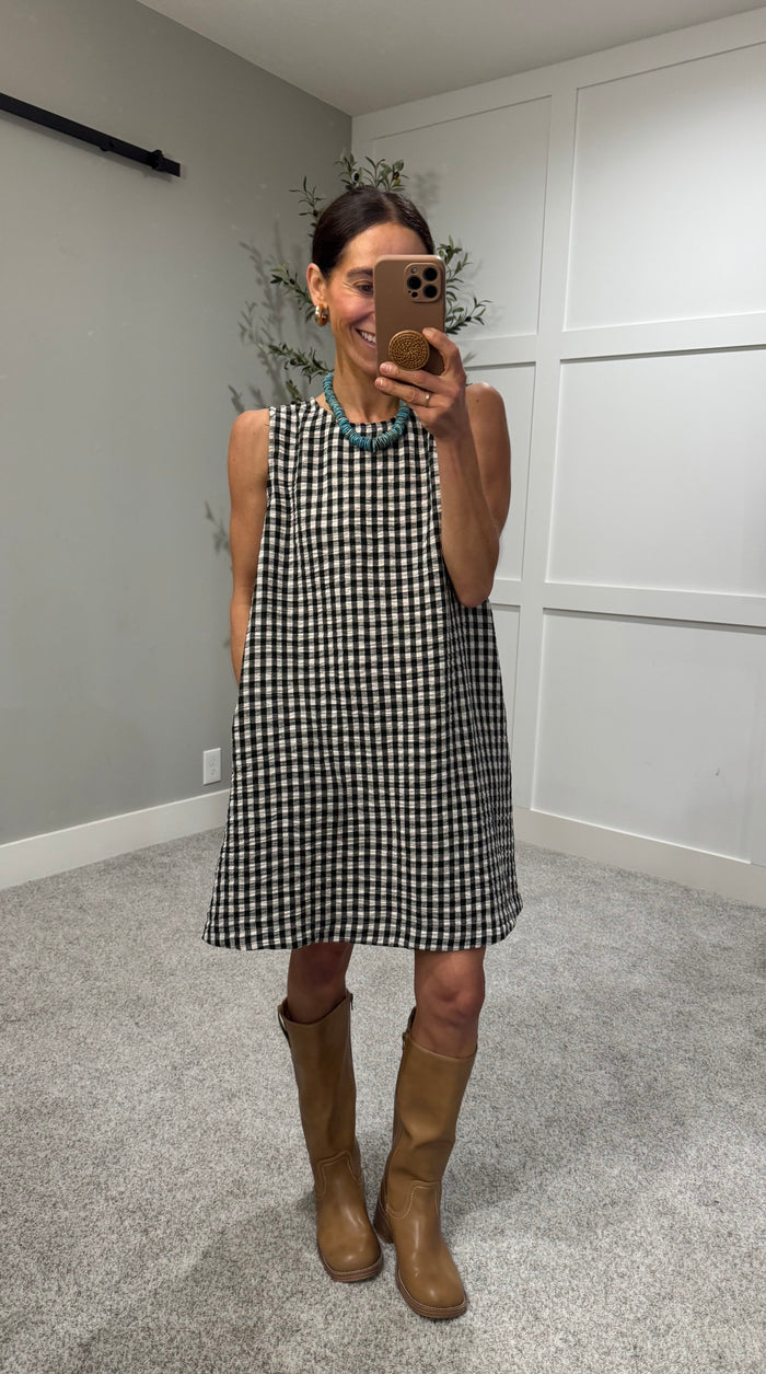 Sandy Gingham Dress | Black/Cream