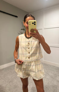 Becca Button Down Grid Top