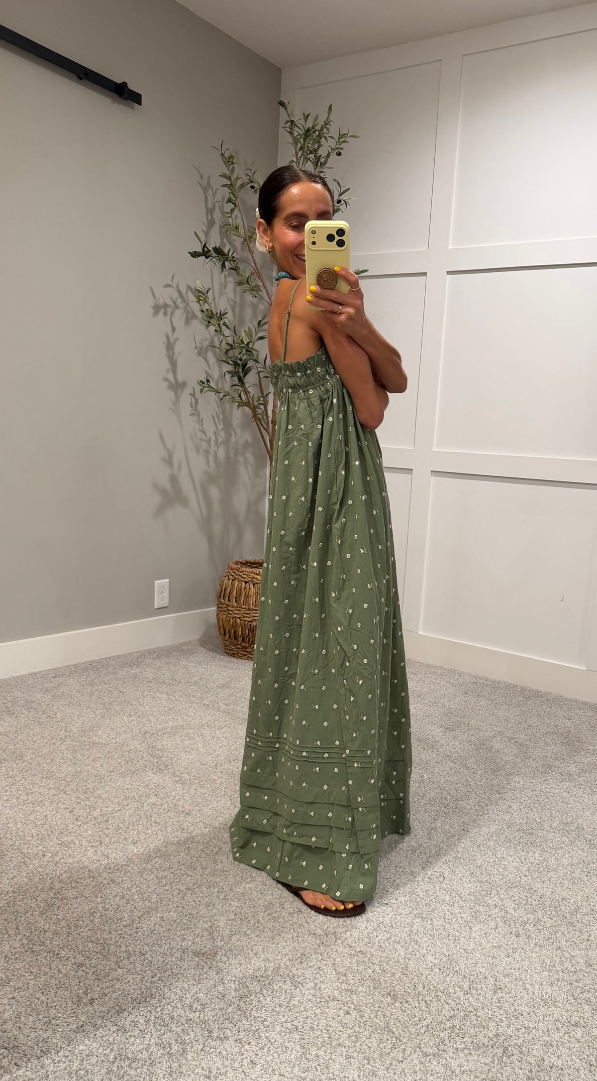 Noah Floral Embroidered Dress | Olive