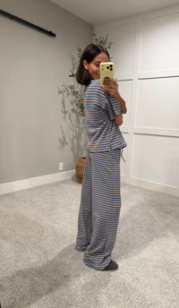 Junie Striped Set | Dusty Blue