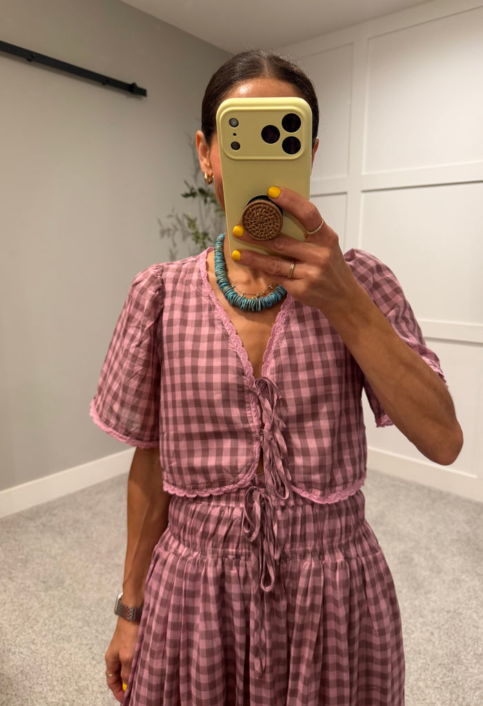 Margot Gingham Set | Mauve