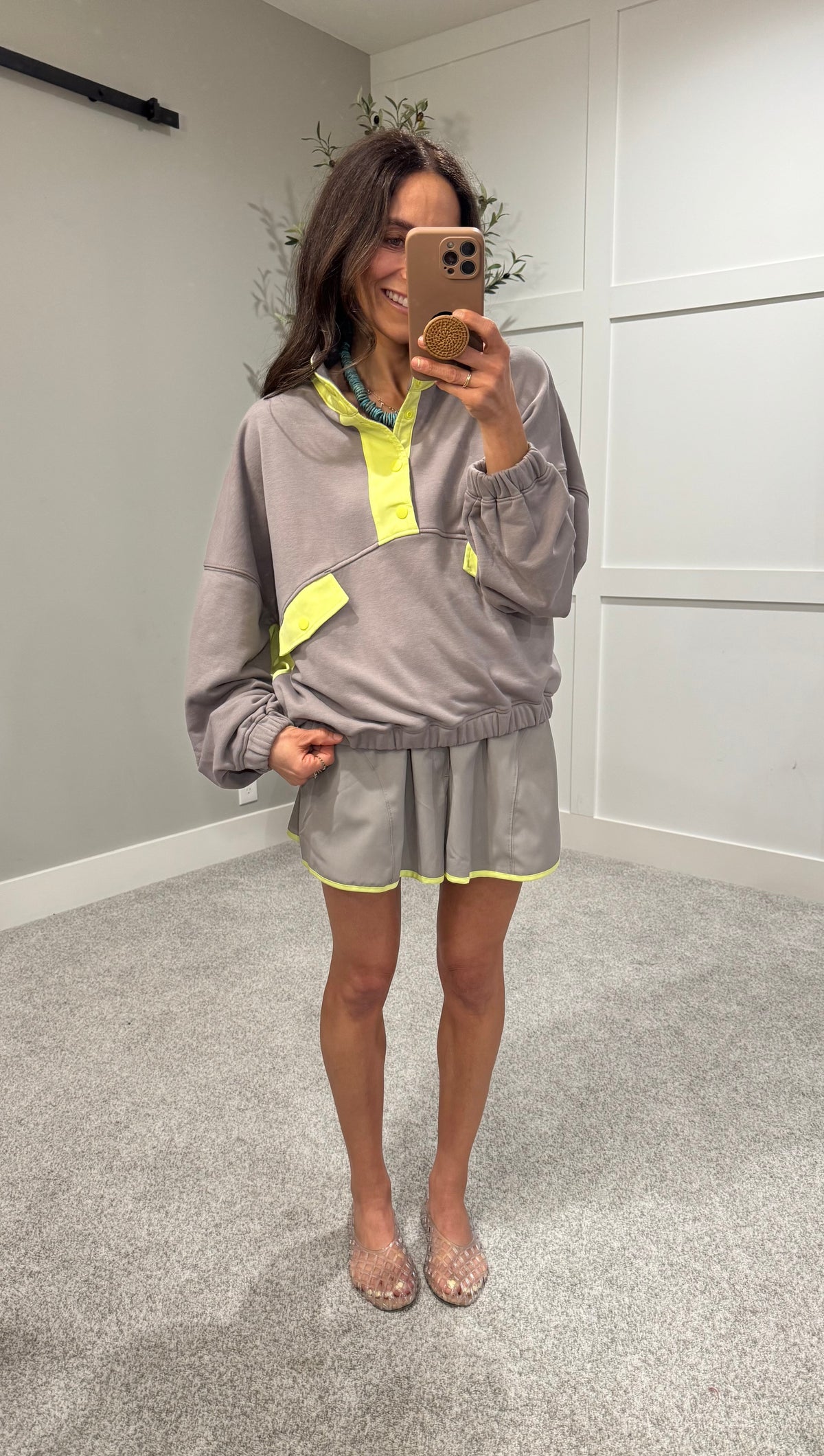 Ava Set | Stone Taupe/Lime