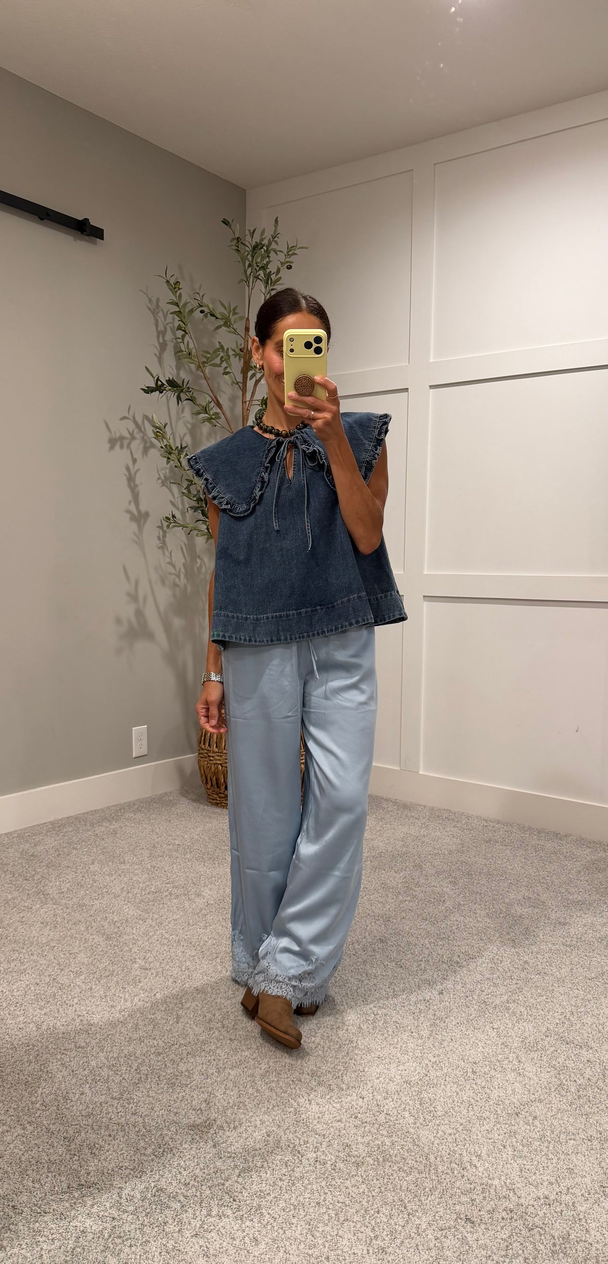 Addison Collared Denim Top