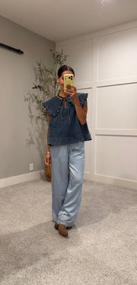 Addison Collared Denim Top