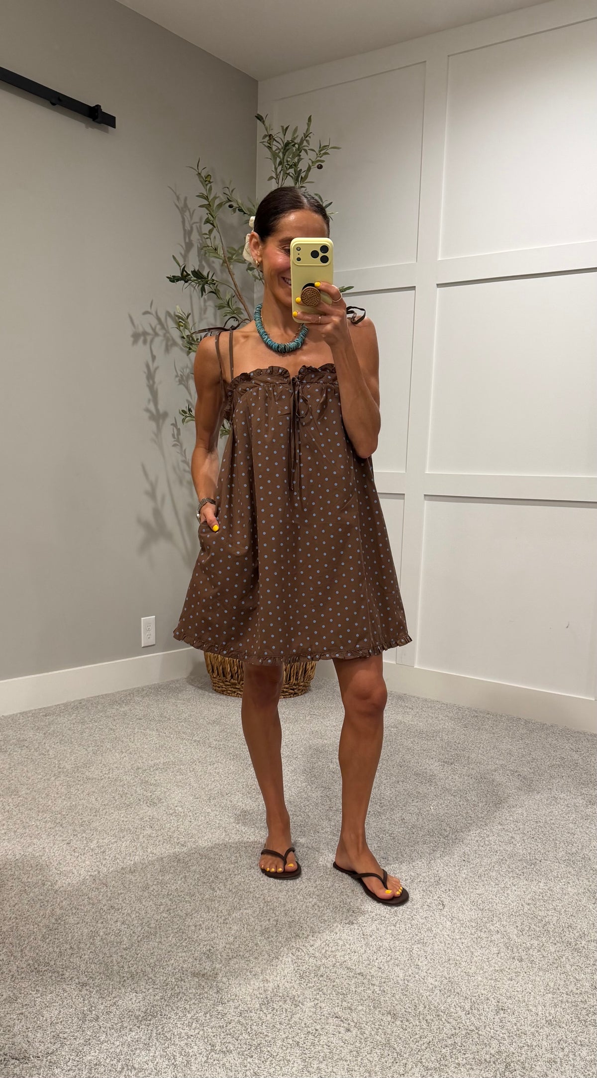 Polly Polka Dot Mini Dress | Chocolate