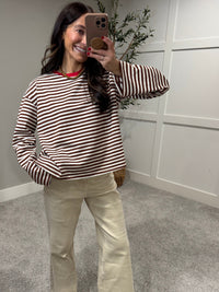 Maeve Striped Top | Brown/White