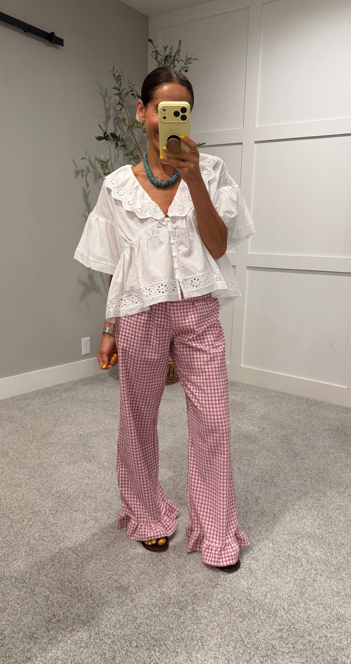 Remi Gingham Pants | Mauve