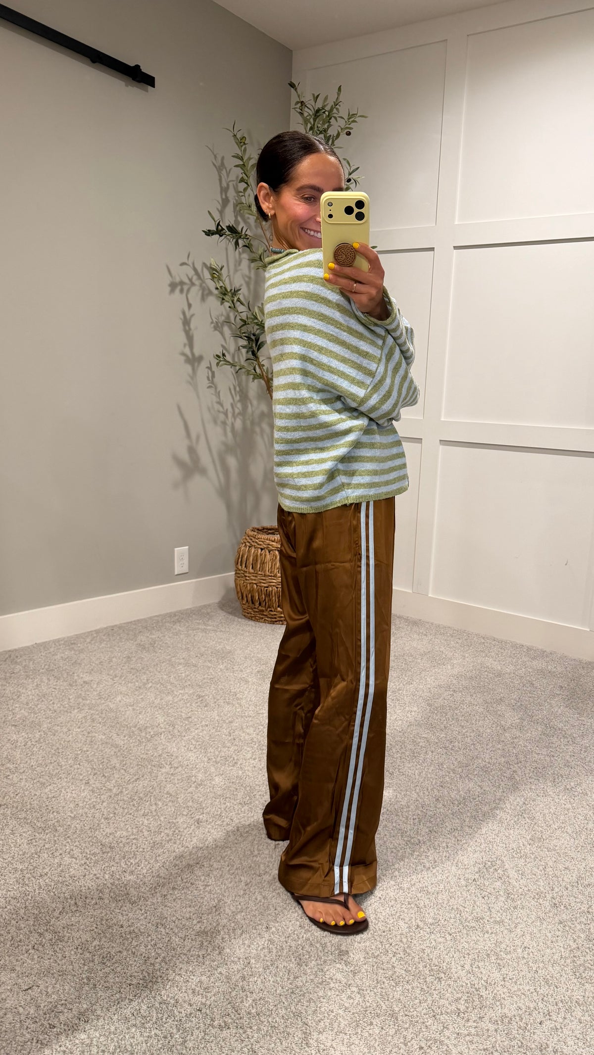 Piper Striped Cardigan | Olive/Blue