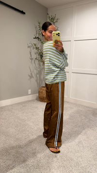 Piper Striped Cardigan | Olive/Blue