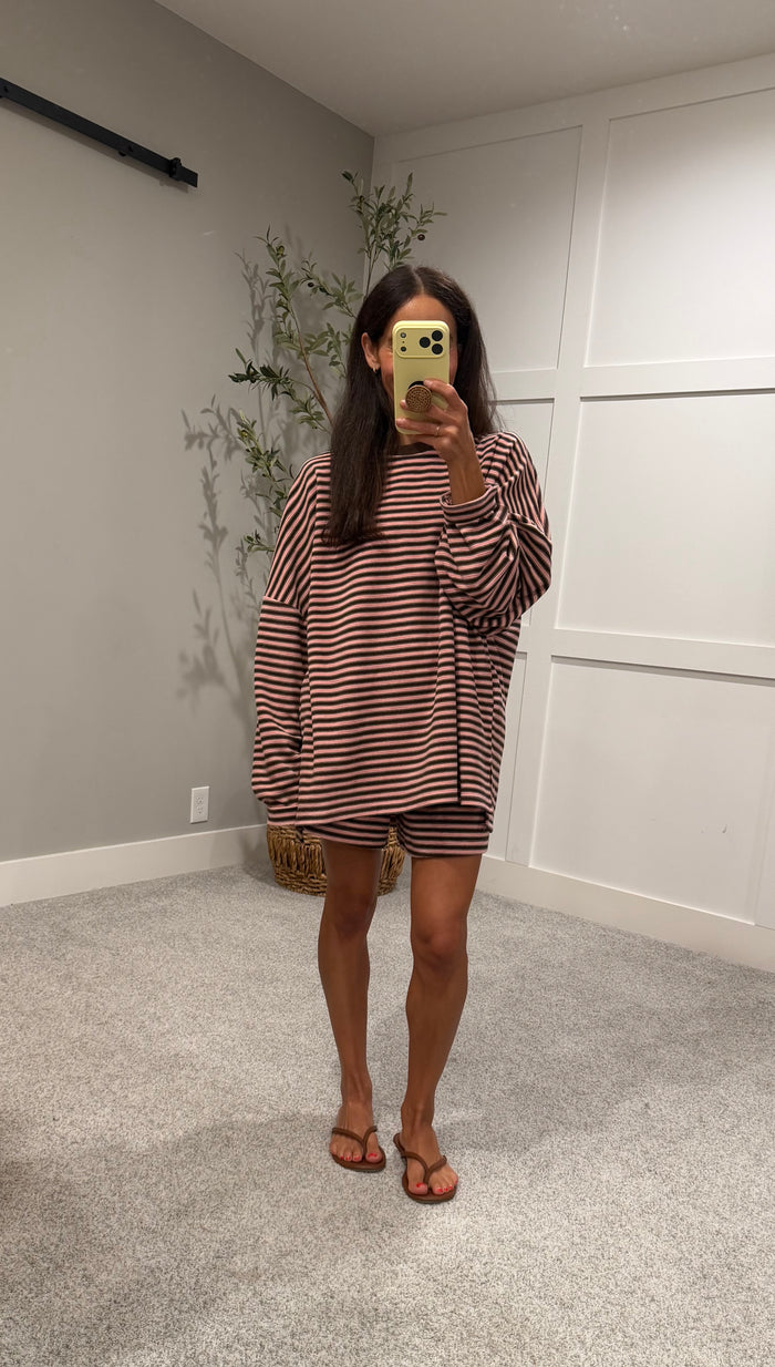 Morgan Long Sleeve Top | Pink/Brown