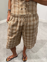 Sylvie Plaid Bermuda Shorts | Tan Plaid