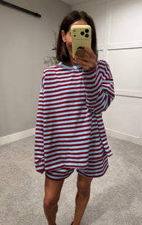 The Marlowe Stripe Set | Burgundy/Blue