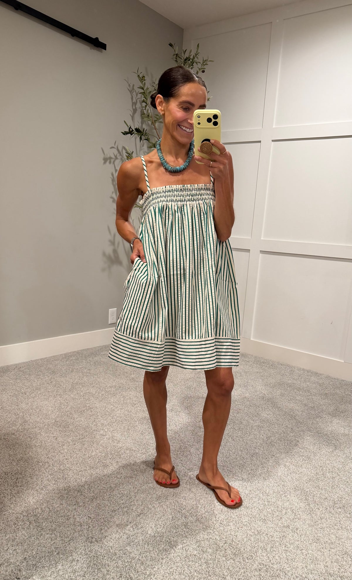 Jade Striped Dress | Green/Cream