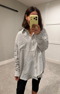 Sammy Oversized Plaid Button-Up | Off White/Black