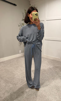 Langston Striped Set | Blue/Grey