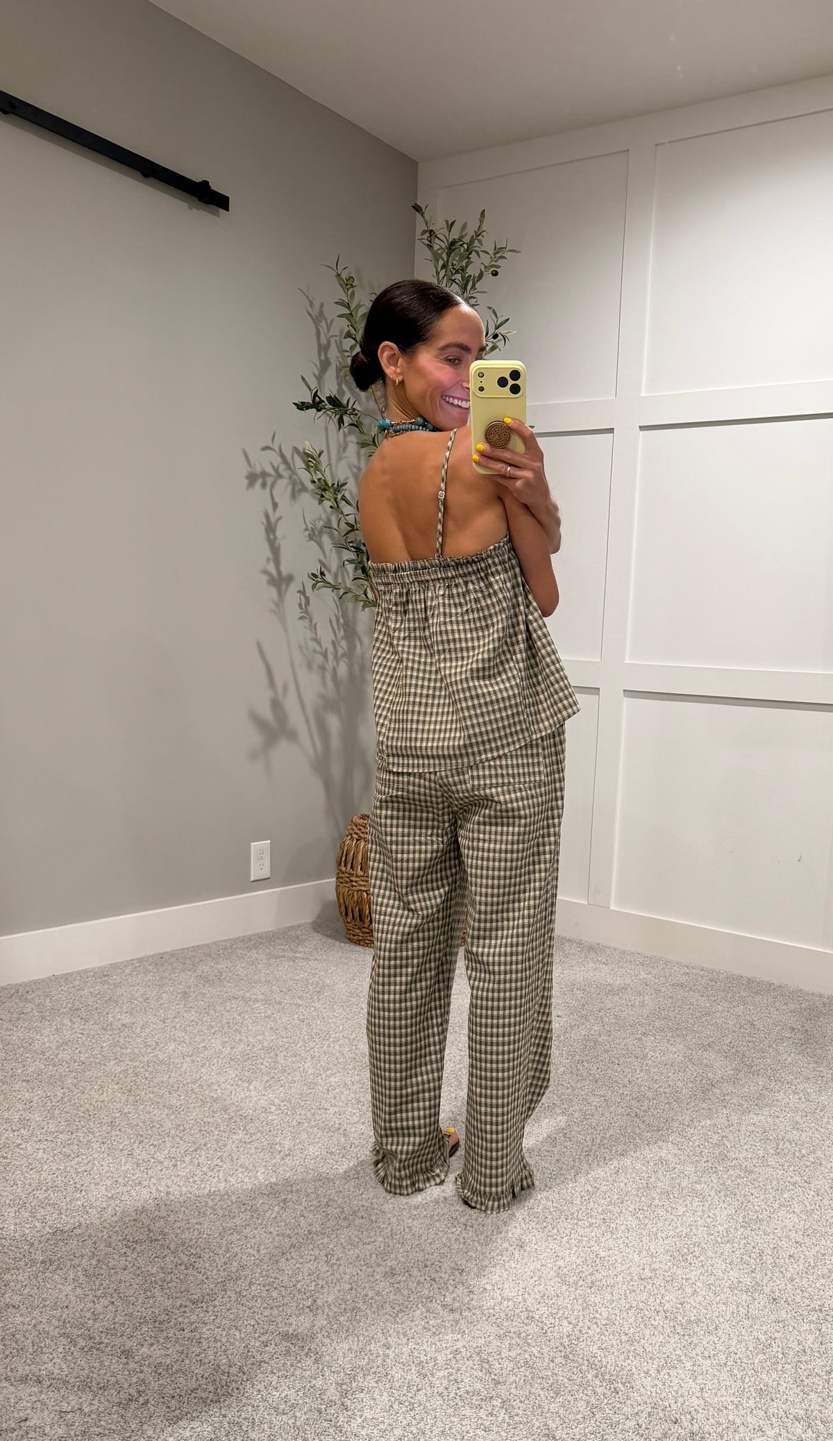 Olivia Plaid Set | Olive/Taupe