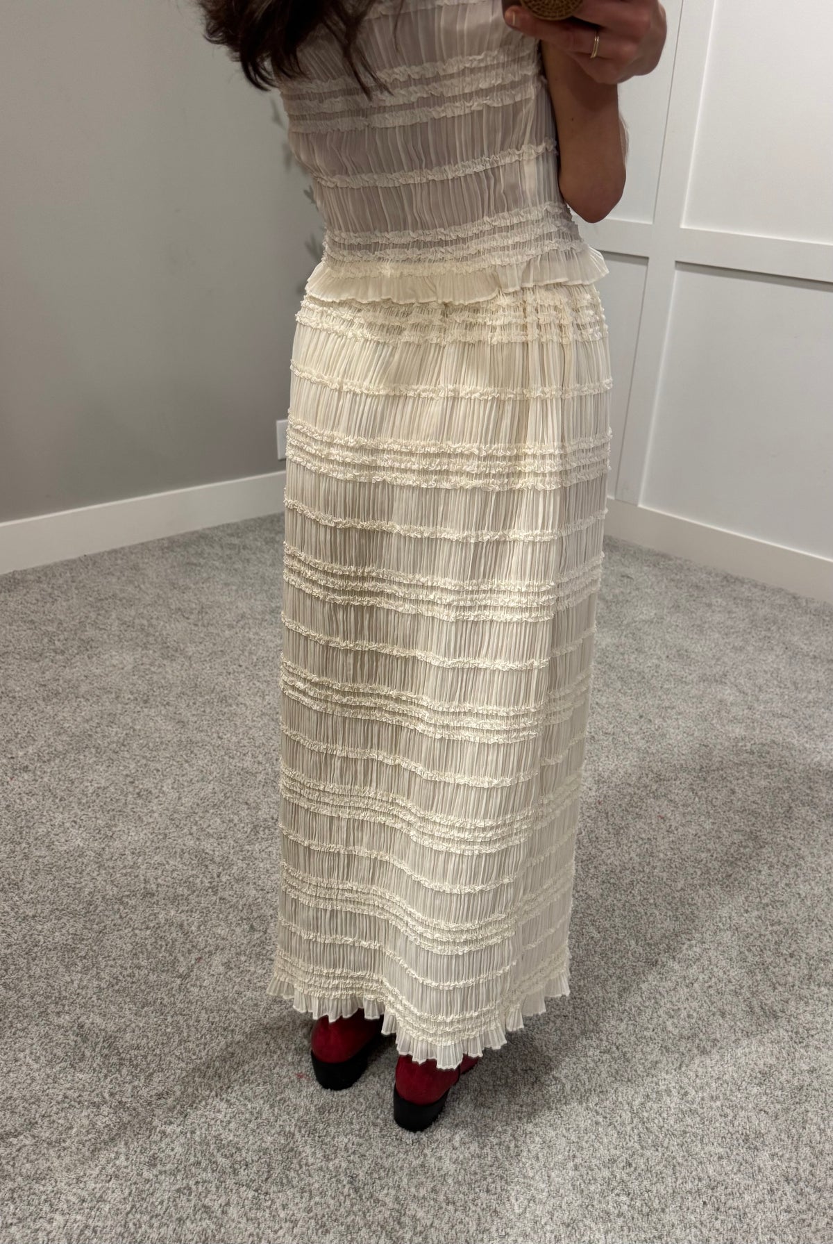 Ava Crinkle Chiffon Skirt | Cream