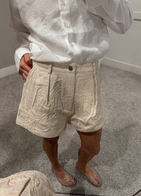 Floral Jacquard Pleated Shorts