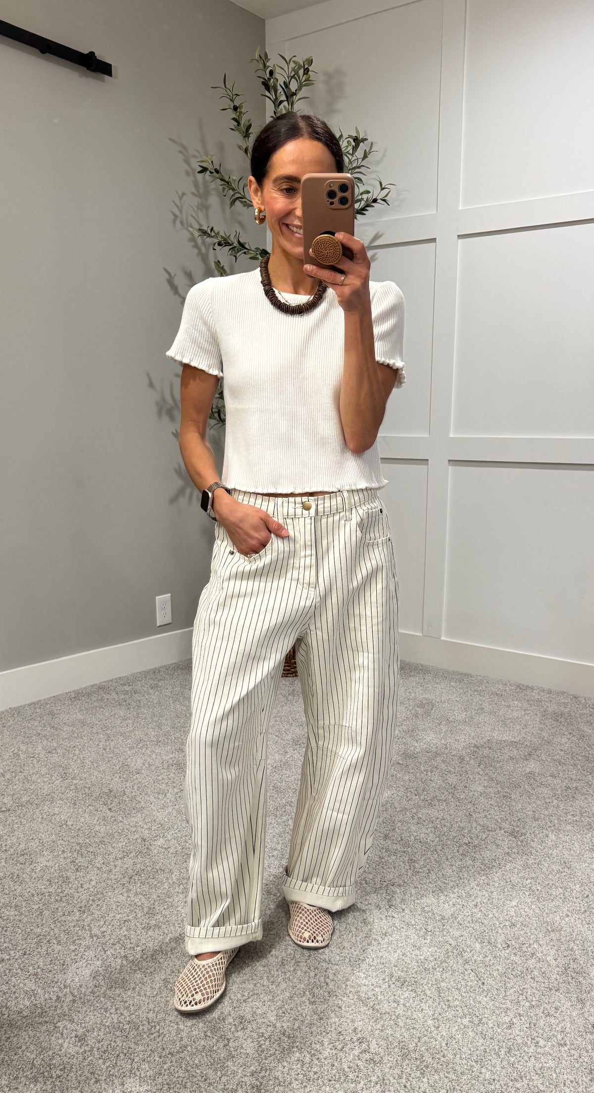 Pinstripe Barrel | Off White/Black