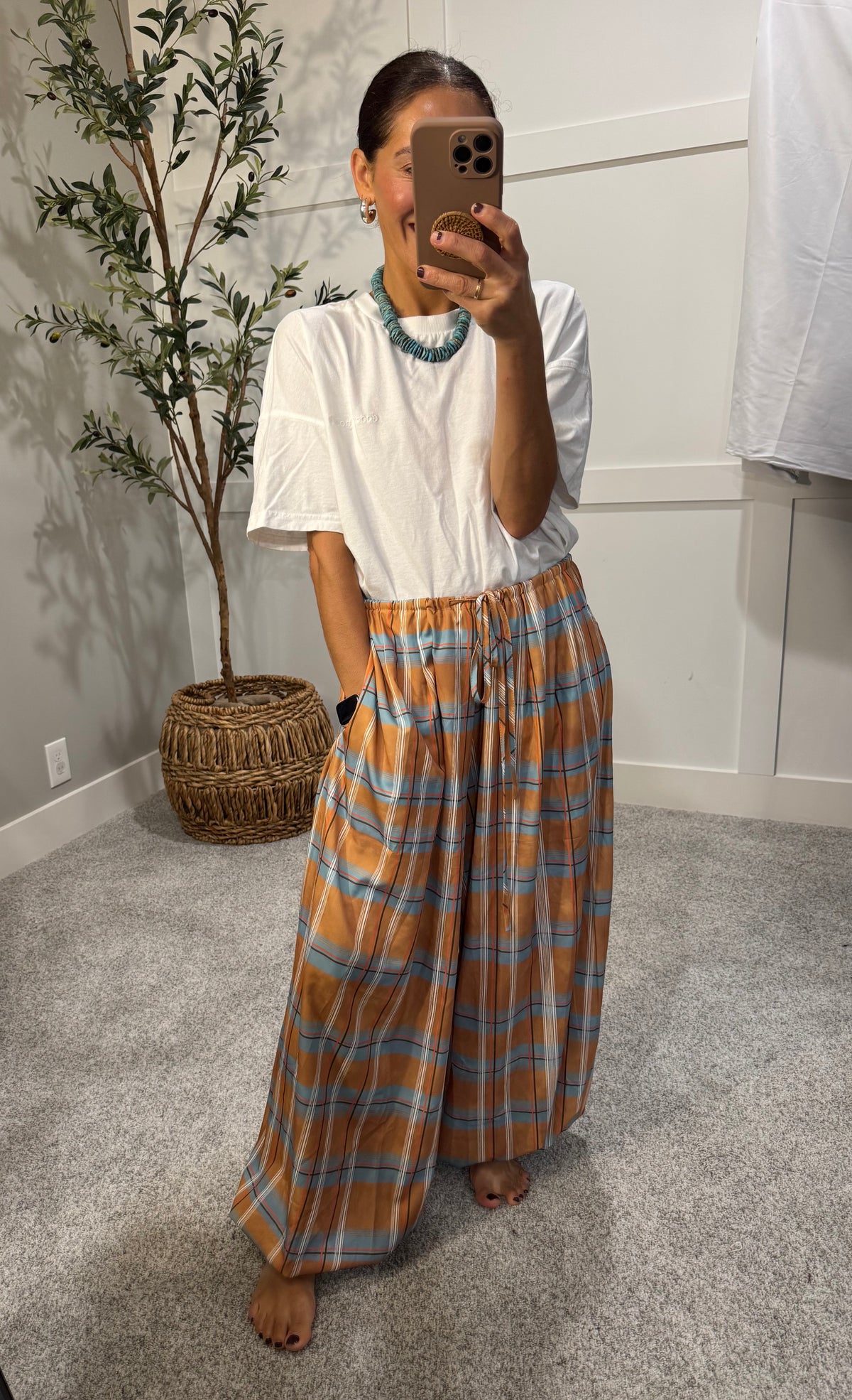 Plaid Balloon Pants