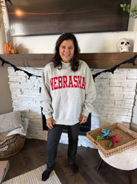 NEBRASKA/NE Reversible Mock Neck Sweatshirt | Heather Grey