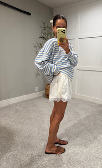 Scalloped Lace Trim Shorts | Off White
