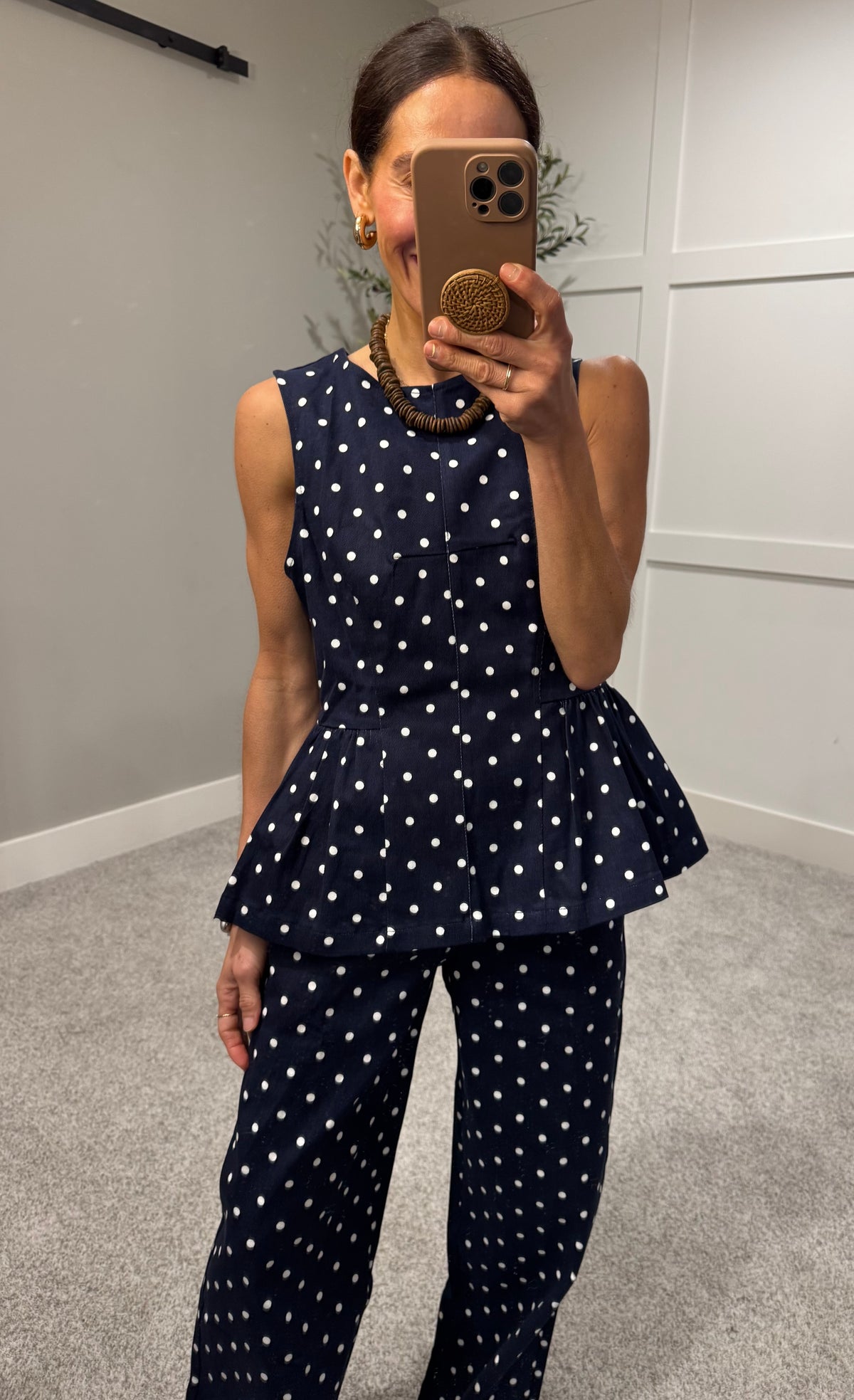 Amelia Denim Polka Dot Set