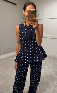 Amelia Denim Polka Dot Set
