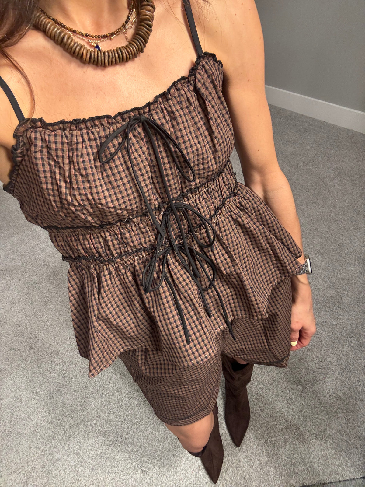 Brownie Checkered Top