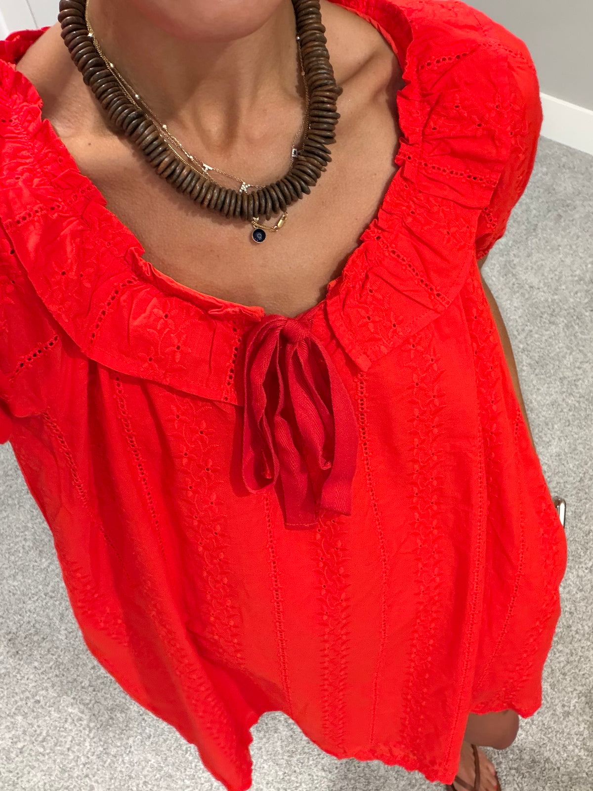 Broderie Babydoll Dress | Cherry Tomato