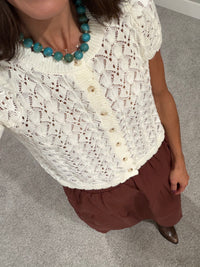 Pointelle Knit Top | Cream