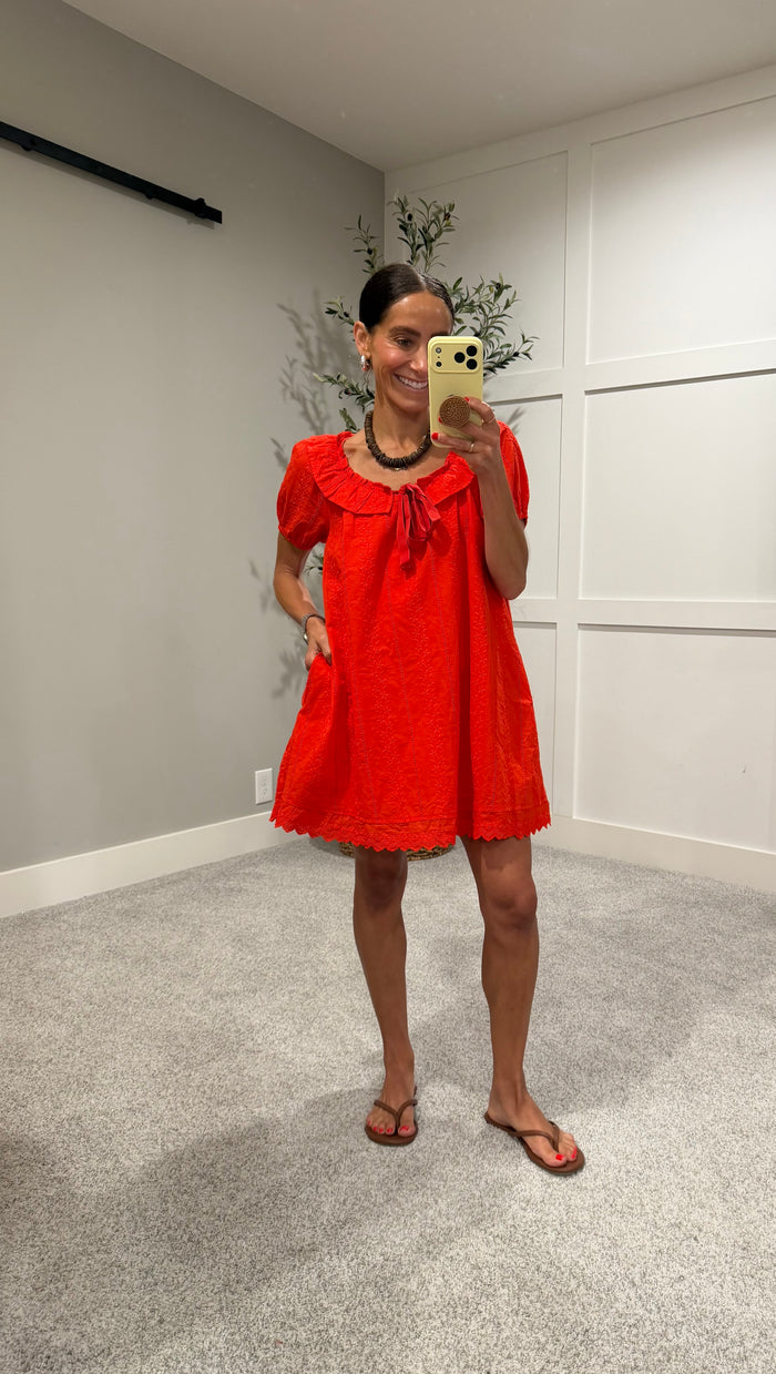 Broderie Babydoll Dress | Cherry Tomato