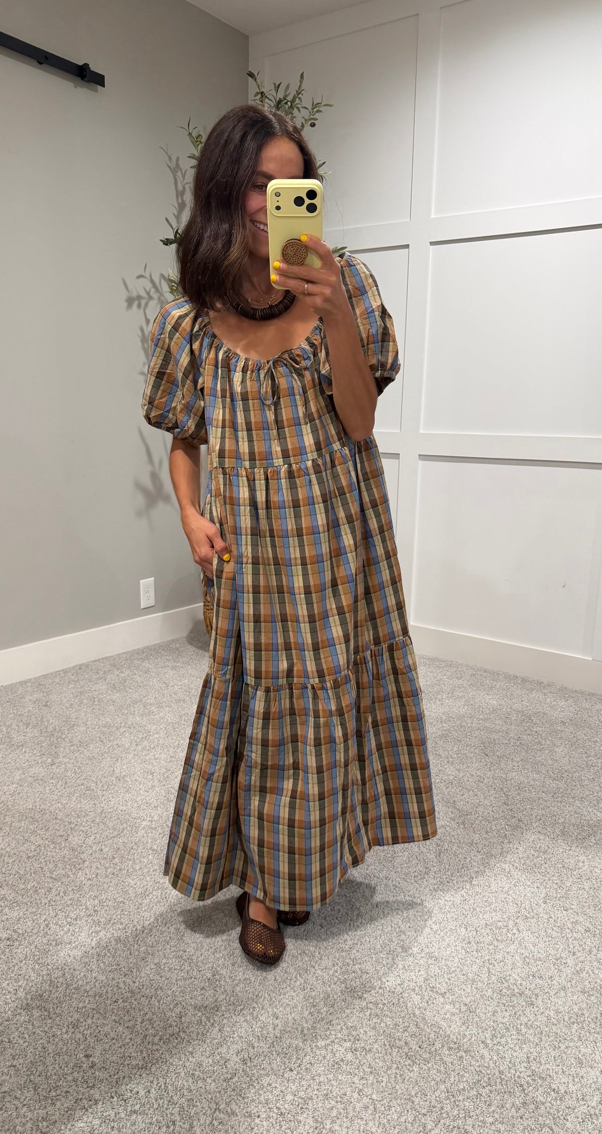 Bronze Plaid Dress