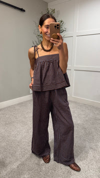 Monica Striped Set | Brown/Blue
