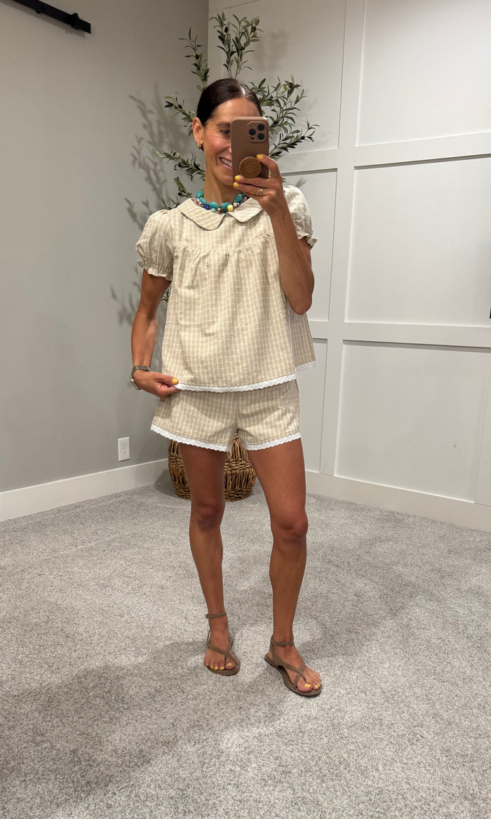 Anastasia Plaid Set | Beige