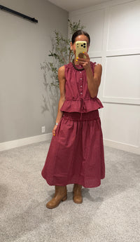 The Camryn Plaid Top | Burgundy Red