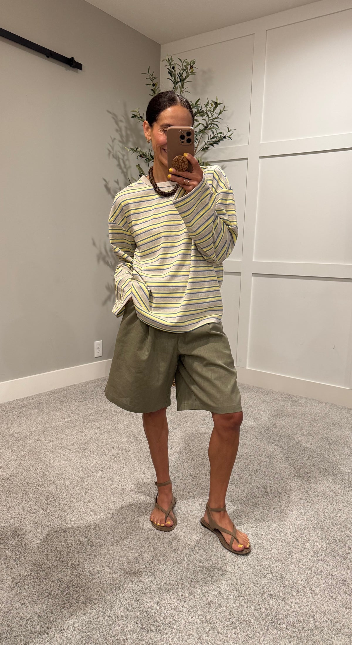 Summer Striped Long Sleeve Top | Lemon + Blue