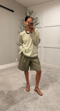 Summer Striped Long Sleeve Top | Lemon + Blue