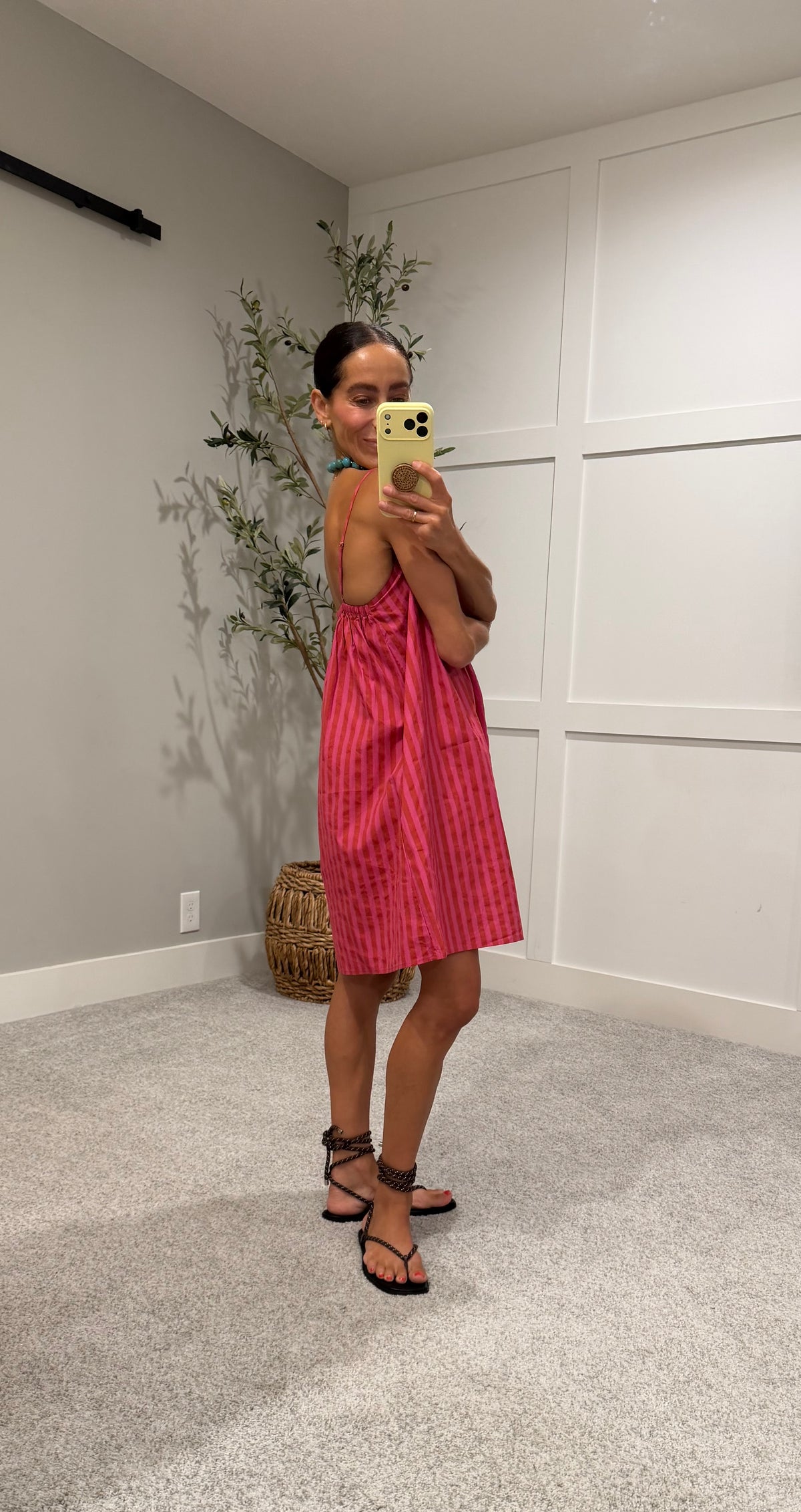 Candy Stripe Babydoll Mini Dress  | Pink Stripe