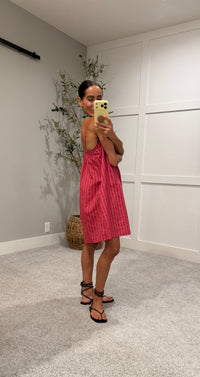 Candy Stripe Babydoll Mini Dress  | Pink Stripe
